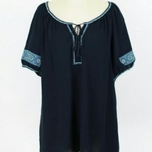 J.Crew Embroidered Gauze Tunic Top Tass